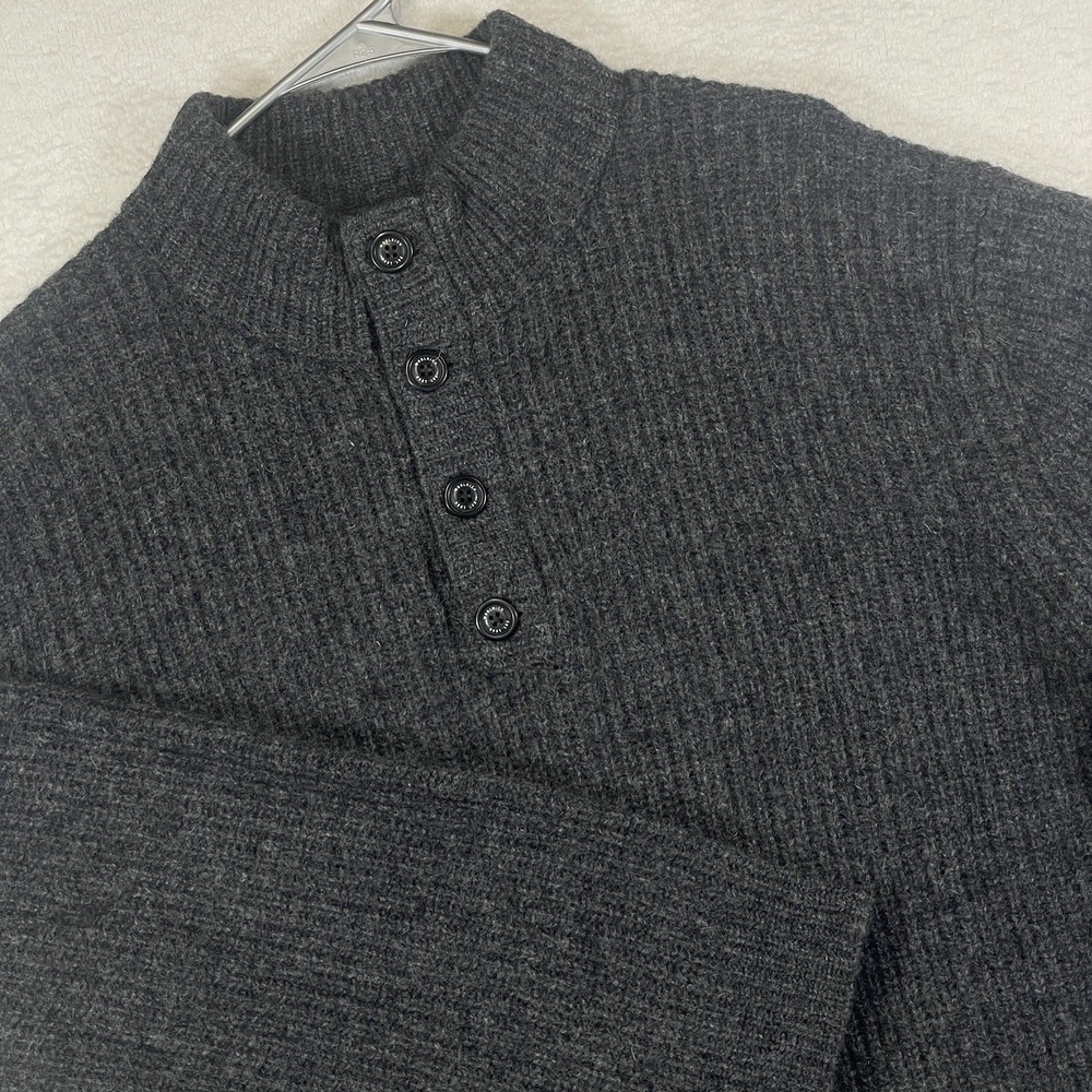 Woolrich Men's 2XL 100% Wool Henley Sweater Gray